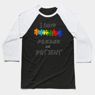 Autism Please Be Patient Puzzle Baseball T-Shirt